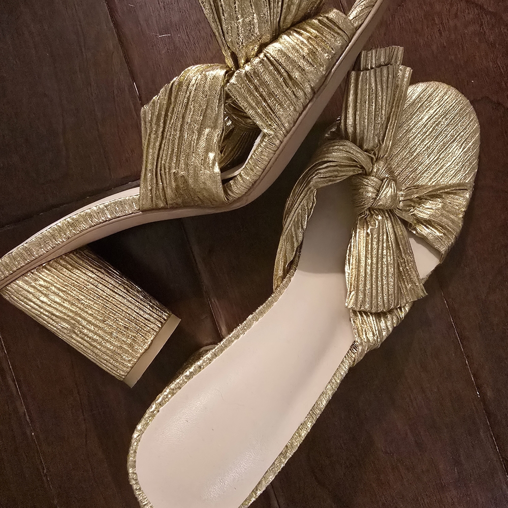 Gold Pleated Women's Heels